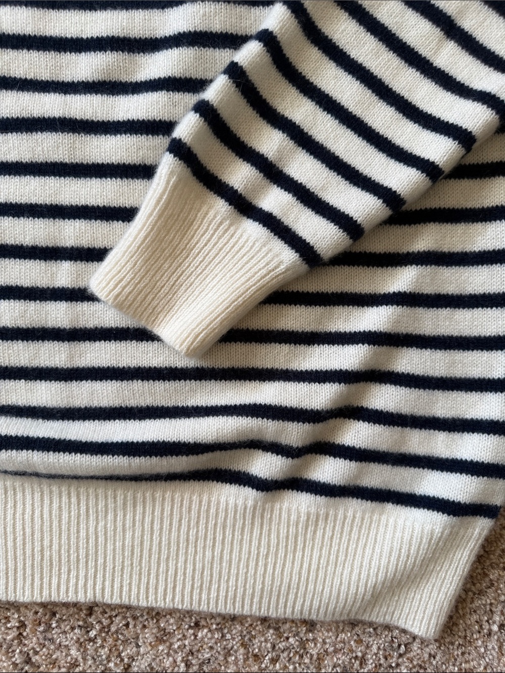 J. Crew Cream and Navy Striped Cashmere Sweater - Picture 2 of 4